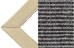 Sisal Antraciet 015 tæppe med kantbånd i beige farve